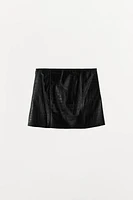 EMBOSSED LEATHER MINI SKIRT