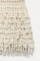 STRUCTURED KNIT FRINGED SWEATER VEST