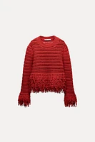 FRINGED KNIT SWEATER