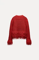 FRINGED KNIT SWEATER