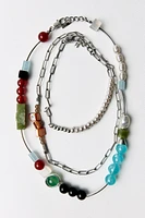 TWO PACK OF BEADED STONE NECKLACES