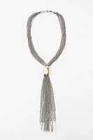 METALLIC PIECE FRINGE NECKLACE