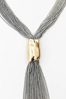 METALLIC PIECE FRINGE NECKLACE