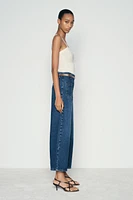 Z1975 BELTED HIGH RISE CROPPED WIDE LEG JEANS