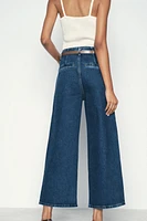 Z1975 BELTED HIGH RISE CROPPED WIDE LEG JEANS