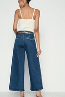 Z1975 BELTED HIGH RISE CROPPED WIDE LEG JEANS