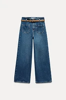 Z1975 BELTED HIGH RISE CROPPED WIDE LEG JEANS