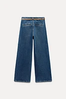 Z1975 BELTED HIGH RISE CROPPED WIDE LEG JEANS