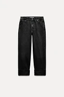 STRAIGHT LEG TURNED-UP HEM Z1975 JEANS WITH A HIGH WAIST