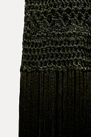 FRINGED CROCHET KNIT DRESS