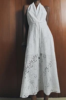 EMBROIDERED EYELET HALTER DRESS ZW COLLECTION