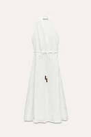 EMBROIDERED EYELET HALTER DRESS ZW COLLECTION