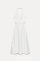 EMBROIDERED EYELET HALTER DRESS ZW COLLECTION