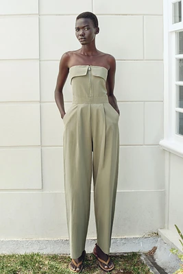 STRAPLESS ZIPPER JUMPSUIT