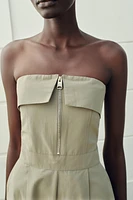 STRAPLESS ZIPPER JUMPSUIT