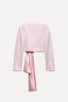 CROP SATIN EFFECT BLAZER