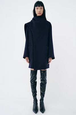 WOOL BLEND SCARF COAT ZW COLLECTION