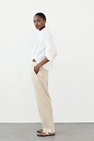 LINEN BLEND STRAIGHT PANTS