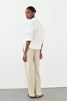 LINEN BLEND STRAIGHT PANTS