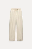 LINEN BLEND STRAIGHT PANTS