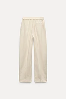 LINEN BLEND STRAIGHT PANTS