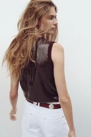 SLEEVELESS SEQUIN KNIT TOP