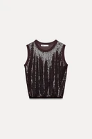 SLEEVELESS SEQUIN KNIT TOP