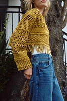 FRINGED MACRAMÉ SHORT JACKET