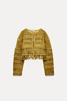 FRINGED MACRAMÉ SHORT JACKET