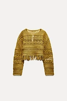 FRINGED MACRAMÉ SHORT JACKET