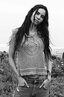 CROCHET KNIT TOP WITH TIES