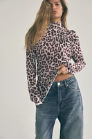 FINE KNIT ANIMAL PRINT JACQUARD TOP