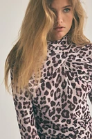 FINE KNIT ANIMAL PRINT JACQUARD TOP