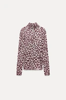 FINE KNIT ANIMAL PRINT JACQUARD TOP