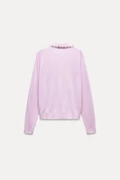 SHIRT COLLAR PEARL KNIT SWEATER