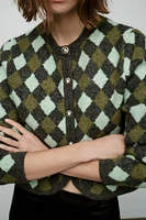 ARGYLE KNIT JACQUARD CARDIGAN