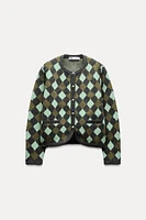 ARGYLE KNIT JACQUARD CARDIGAN