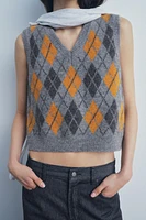 ARGYLE JACQUARD KNIT SWEATER VEST