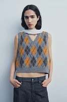 ARGYLE JACQUARD KNIT SWEATER VEST