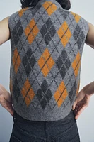 ARGYLE JACQUARD KNIT SWEATER VEST