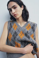 ARGYLE JACQUARD KNIT SWEATER VEST