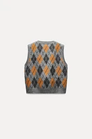 ARGYLE JACQUARD KNIT SWEATER VEST