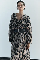 ANIMAL PRINT JACQUARD KNIT LONG COAT