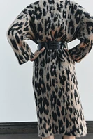 ANIMAL PRINT JACQUARD KNIT LONG COAT