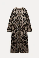 ANIMAL PRINT JACQUARD KNIT LONG COAT