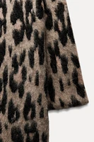 ANIMAL PRINT JACQUARD KNIT LONG COAT