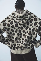 ANIMAL PRINT JACQUARD KNIT SWEATSHIRT