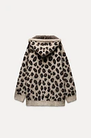 ANIMAL PRINT JACQUARD KNIT SWEATSHIRT