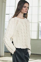 CABLE KNIT SWEATER WITH SIDE STRAPS