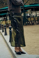 SEQUIN MIDI SKIRT